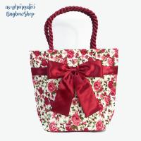 ราคา กระเป๋าสะพายไหล่ กระเป๋า Tote Bag กระเป๋าสายเกลียว กระเป๋าผูกโบว์ ลายดอกกุหลาบสีแดง (7198006492)