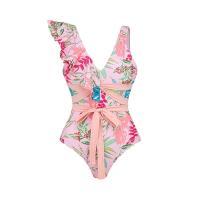 ราคา 2023 New Pink Ruffled Strappy One piece Swimsuit Women Beach Vacation Suit Swimwear Designer Bathing Suit Summer Surf Wear Beachwear Cover Up Vacation Swimsuit Beach Dresses (20022807473)