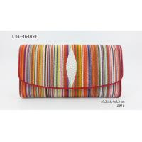 ราคา sale SS กระเป๋าหนังปลากระเบน สามพับใหญ่พิมพ์ลาย หนังวัวสีแดง (17390745740)