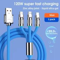 ราคา สายชาร์จเร็ว120W Super Fast Charge Cableสายชาร์จUSB3IN1สายชาร์จซิลิโคน สายชาร์จType Cสายชาร์จiPhone MicroUSBสายชาร์จไอโฟน (20591299671)