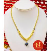 ราคา สร้อยคอ ลายสี่เสาระย้าพิกุลห้อยจี้หัวใจลงยา น้ำหนัก 2 บาท งานสวยเสมือนจริง ทองหุ้ม ทองชุบ นพคุณห้างทอง (19482415854)