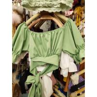 ราคา เสื้อครอปผูกโบว์หลัง เสื้อครอปแขนตุ๊กตา เสื้อครอป (16069090181)