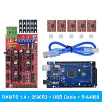 ราคา เครื่องพิมพ์3D Mega 2560 R3 RAMPS 1 4แผงควบคุม 5Pcs A4988หรือ DRV8825 Stepper Motor Drive สำหรับ3D Printer Kit สำหรับ Arduino Kit (15198140753)