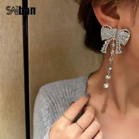 ราคา 925 เข็มเงินย้อนยุคพระราชวังสไตล์การออกแบบ Rhinestone กุทัณฑ์พู่ยาวต่างหู925 Silver Needle Retro Palace Style Design Full Rhinestone Bowknot Tassel Long Earrings (7852916714)