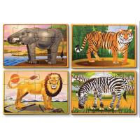 ราคา ของเล่น เซตจิ๊กซอว์ไม้ 4 ภาพ ชุดสัตว์ป่า ในกล่องไม้ 48 ชิ้น Wooden Jigsaw Puzzles in a box Wild Animals Melissa and Doug ของเล่นเสริมพัฒนาการ กระตุ้นสมอง สายตา นิ้วม (419974403)