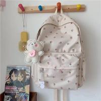 ราคา ifashionbagshop IF1908 กระเป๋าเป้ไนล่อนลายดอกไม้ ใบใหญ่มีของ แถมที่ห้อยน้องหมี (19673463808)