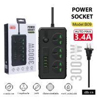 ราคา ปลั๊กไฟ ปลั๊กรางไฟ ปลั๊กไฟ 3 ตา มี 3 7ช่อง มีUSB 3000W มีมอก รางปลั๊กไฟ ปลั๊กUSB ปลั๊กพ่วง ปลั๊กอเนกประสงค์ สายเคเบิลยาว 2 เมตร ปลั๊กไฟมาตรฐาน (21120537401)