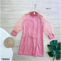 ราคา พร้อมส่ง มี9 สี ชุดเดรสสีชมพู ใส่ออกงาน ไปงานแต่งงาน เดรสชมพู สีเรียบหรู ไม่มีลาย สาวอวบนิดๆใส่ได้ค่ะ 8581 (21107471192)