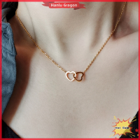ราคา Hanlu สร้อยคอกระดูกไหปลาร้าสแตนเลสจี้รูปหัวใจกลวงสร้อยคอหัวใจคู่ (21022071418)