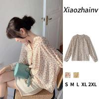 ราคา Xiaozhainv เสื้อสตรีผ้าชีฟองแขนยาวเสื้อลายดอกสไตล์เกาหลีแบบย้อนยุค (10026342941)