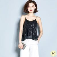 ราคา HOT SALE เสื้อสายเดี่ยวคอวีปักเลื่อม ชายซีทรู 4 สี (7204186756)