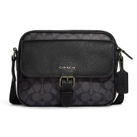 ราคา กระเป๋าสะพาย COACH แท้ สายผ้า ปรับความยาวสายได้ ช่องเยอะ รุ่นใหม่ COACH CB846 MEN HUDSON CROSSBODY BAG IN SIGNATURE COATED CANVAS Mahogany Black (17252433734)