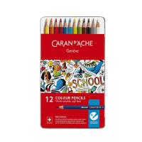 ราคา KTS สีไม้ระบายน้ำ 12 สี CARAN D ACHE Geneve For School กล่องเหล็ก (19204238295)