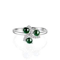 ราคา TIMESWIND ที่มีใบรับรองหยกธรรมชาติสีเขียวเข้มกังหันลม S925เพทายสีเงินเปิดแหวนผู้หญิง (21186753467)