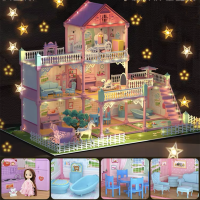 ราคา บ้างของเล่นตุ๊กตา มีไฟLEDสาวบ้านต๊กตา มีเฟอร์นิเจอร์ ของเล่นบ้านบาร์บี้ ชุดสำหรับBarbie ของเล่นบ้านชุดปราสาทเจ้าหญิง บ้านตุ๊กตาDIY (7608906484)