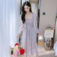 ราคา Women Clothing นางสาวตารางปกดอกไม้ชุดทรัมเป็ตแขนกระโปรง (17053227402)