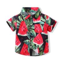 ราคา BabyThame เสื้อเชิ๊ตแขนสั้นฮาวายผ้าพิมพ์ลายแตงโมแดงดำ เสื้อฮาวาย ชุดไปทะเล ชุดเที่ยว (17452706861)