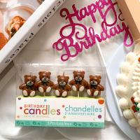 ราคา 016 พร้อมส่งในไทย เทียน Happy birthday เทียนวันเกิดหมีน้ำตาล กล่องละ 5 ชิ้น (18474101939)