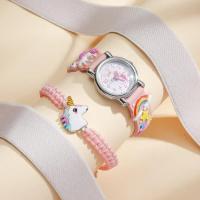 ราคา นาฬิกาข้อมือเด็กสีชมพูน่ารักรูปการ์ตูนเซ็ตนาฬิกาควอตซ์สำหรับเด็กผู้หญิงแฟชั่นนักเรียนนาฬิกา relogio (21170716100)