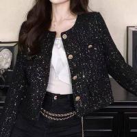 ราคา เสื้อคอกลม เสื้อกันหนาว ผ้าทวิต เสื้อแขนยาว แต่งกระเป๋าหลอกด้านหน้า ผ้ามีกากเพชรในตัว 8095 (17228339961)