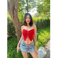 ราคา ครอปเกาะอกไหมพรมสานหน้า เสื้อเกาะอกสายฝอแซ่บแซ่บ (18383957935)