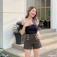 ราคา JARINYA กางเกงผ้าสั้น ผ้าทวิตชาแนล มีซิปด้านข้าง เรียบหรู (10834054314)