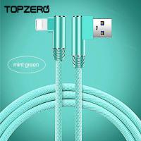ราคา TOPZERO สายชาร์จ USB90องศาสำหรับ iPhone 13 Pro Max 11 12 Pro Max 6 7 8 Plus X XR XS MAX สายชาร์จเร็วสายข้อมูล USB สำหรับ iPhone 6S Plus 5S (663508081)