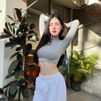 ราคา MesubShop เสื้อคอเต่า ครอปแขนยาว CROPTOP เสื้อคอเต่าแขนยาว ผ้าเรยอน ครอปคอเต่า ยาว14 เสื้อเรยอน เสื้อครอป 199 (14358565987)