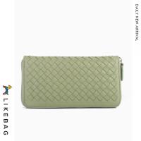 ราคา LIKEBAG หนังสานกระเป๋าสตางค์ยาวซิ๊ปการ์ดสำหรับสตรี (12424203283)