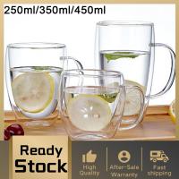 ราคา 250 350 450Ml กาแฟใสแก้วสองชั้นที่จับฉนวนแก้วน้ำ (8844556439)