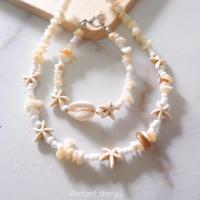 ราคา สร้อยคอไปทะเล หินสีธรรมชาติสลับปลาดาวรุ่นสุดปัง สร้อยคอ สร้อยหอย สร้อยเปลือกหอย ขายดีที่สุดในIG (17381813543)
