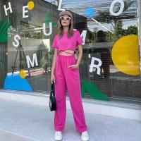 ราคา ฮ็อตฮิตชุดเซ็ตกางเกงขายาว เสื้อผูกเอวเสื้อเอวลอย กางเกงขายาว ชุดซ็ตขายาวาเซ็ต (13994689732)