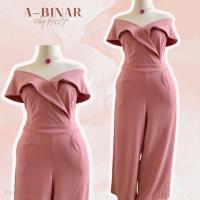 ราคา Plus size จั๊มสูทเปิดไหล่สาวอวบไปงาน ชุดไปงานแต่ง จั้มสูทสวย ระบายกางเกงขายาว รุ่นสุณิตา A54 (21128699267)
