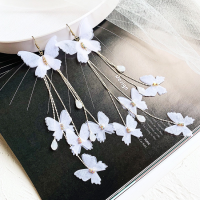 ราคา ต่างหู MODE Korea ผู้หญิงพู่ผ้าต่างหูผีเสื้อศิลปะสำหรับงานแต่งงานเจ้าสาวเพื่อนเจ้าสาวของขวัญต่างหูระย้ายาว (17308141454)