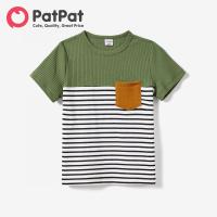 ราคา ชุดเดรสแขนสั้นผ้าคอตตอนสีเขียวทหารและเสื้อลายขวางลายแถบสีสำหรับครอบครัว (21033487115)