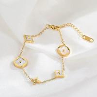ราคา สร้อยข้อมือสแตนเลสแท้สำหรับผู้หญิง 18k Gold Clover กำไลข้อมือจี้ใบโคลเวอร์ (21092243925)