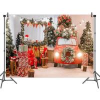ราคา 5x3ft ต้นคริสต์มาสสีแดงของขวัญการถ่ายภาพพื้นหลังแสงสีเขียวพวงหรีดต้นสนหิมะสุขสันต์วันคริสต์มาสธงฉากหลังครอบครัววันหยุดวันเกิดปาร์ตี (10740617575)