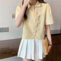 ราคา เสื้อโปโลแขนสั้นมีกระดุมสำหรับผู้หญิงเสื้อเอวลอยฤดูร้อน (17939410579)