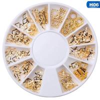 ราคา โลหะแต่งเล็บ โลหะสีทอง ตลับโลหะรวม12แบบ (19409708713)