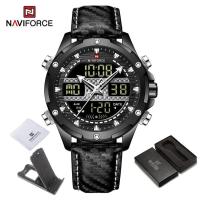 ราคา NAVIFORCE ผู้ชายนาฬิกาสบาย ๆ กันน้ำกีฬาควอตซ์ชายทหารจอ LCD นาฬิกาข้อมือสายหนัง 9194 (14899010523)