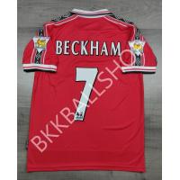 ราคา RETRO เสื้อฟุตบอลย้อนยุค แมนยู Home เหย้า คอซิป 1998 2000 พร้อมเบอร์ชื่อ 7 BECKHAM และอาร์มพรีเมียร์ลีค (20866730367)