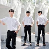 ราคา เสื้อนักศึกษาชาย แขนสั้น แขนยาว เสื้อคอจีน ผ้าดิบ Sz M 50 (19888540473)