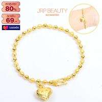 ราคา สร้อยข้อมือทอง ลายไข่ปลาสลับยิงทราย ห้อยหัวใจ ชุบทอง100 หนัก2สลึง ยาว6 5นิ้ว งานฝีมือจากช่างเยาวราช (532976779)