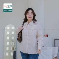 ราคา LX0148 เสื้อแขนยาว สาวอวบ เสื้อเชิ๊ตแขนยาว กระเป๋าหน้าจริง กระดุมจริง เล่นลายปักภาษาอังกฤษบนตัวเสื้อ ช่วงคอแต่งด้วยโซ่ทอง เสื้อผ้าพลัสไซส์ เสื้อผ้าสาวอวบ คุณภาพพรีเมี่ยม เสื้อ แขน ยาว คน อ้วน เสื้อ เ 