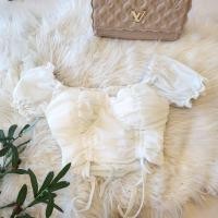 ราคา New Arrival ใหม่งาน แขนตุ๊กตาเปิดไหล่เสริมฟองน้ำ ผ้ามุ้งแต่งเต้าย่น ย่นข้าง รูดเชือกด้านหน้า แบบเปะมากๆ (19834033352)