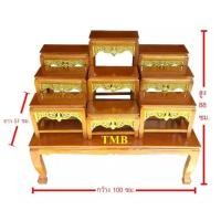 ราคา โต๊ะหมู่บูชา ราคาถูกที่สุด โต๊ะหมู่ 9 หน้า 6 ยาว 1 เมตร สีไม้ สีโอ๊ค กระจังทองปิดทอง งานคุณภาพดี ราคาส่ง (7994546692)