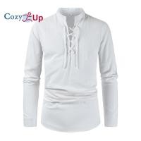 ราคา Cozy Up เสื้อเชิ้ตชายหาดเสื้อฤดูร้อนเสื้อเชิ้ตผ้าลินินของผู้ชายเสื้อผ้าเดรสเปิดไหล่ข้างเดียวกลางแจ้งสีทึบสีขาวสีกรมแขนยาวคอวีสีเทาสำหรับฤดูใบไม้ผลิฤดูร้อน (18296996226)