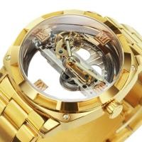 ราคา Forsining นาฬิกาโชว์กลไกแบบใสสำหรับผู้ชายนาฬิกาแบรนด์ชั้นนำสายเหล็กหรูหราทรงสี่เหลี่ยมสีทอง (14509116017)