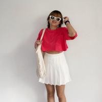 ราคา Cropcrop เสื้อครอปสีพื้น เสื้อยืดครอปสั้นสีสดใส เสื้อครอปท็อป เสื้อยืดคอกลม เสื้อครอปสายฝอ (19457282313)