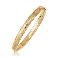 ราคา กำไลข้อมือทองคำแท้ 14k ลายสาน เวลาจัดส่ง 7 10 วัน 14k Yellow Gold Domed Bangle with a Weave Motif (12100492577)